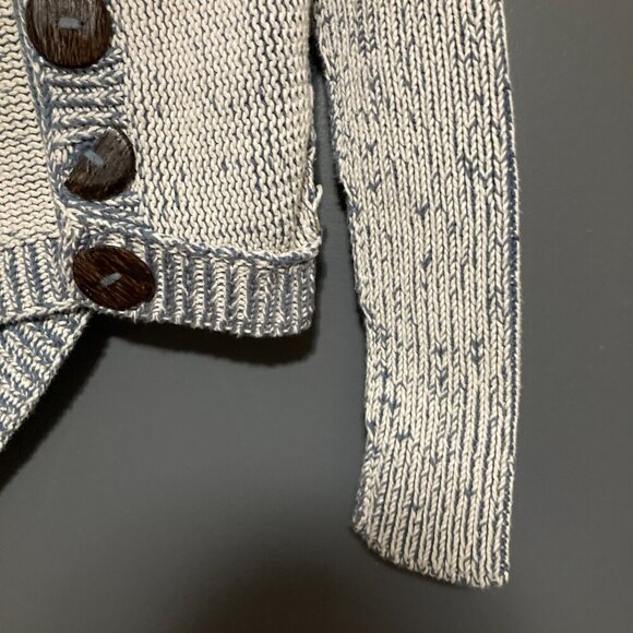 Womens S/M Pure Handknit Blue Asymm Sweater Cardigan Fisherman Hand Made Thick - Picture 6 of 13